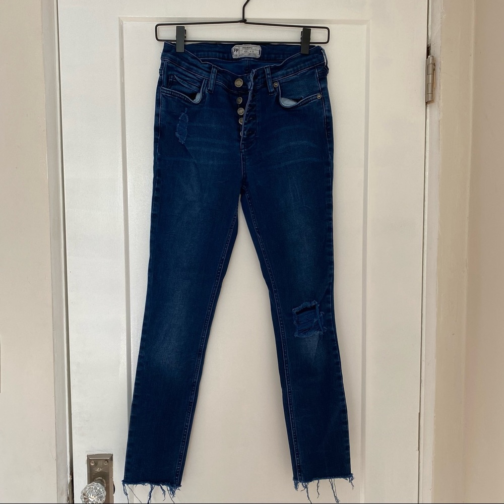 Free People High Rise Skinny/Ankle Jeans